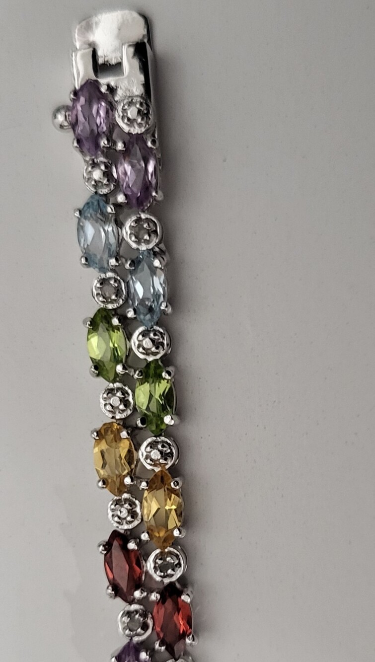 Multicolor Gemstone Tennis Bracelet - Women Jewelry - Picture 4 of 8